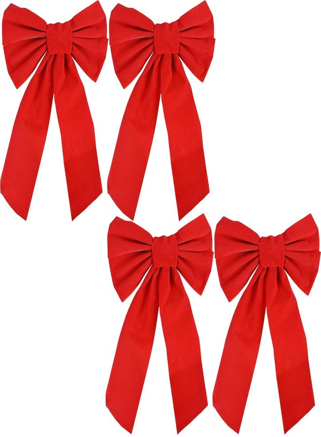 Good Old Values Red Velvet Christmas Bow 9-inch X 16-inch 4 Pack of Holiday Bows - Image 1